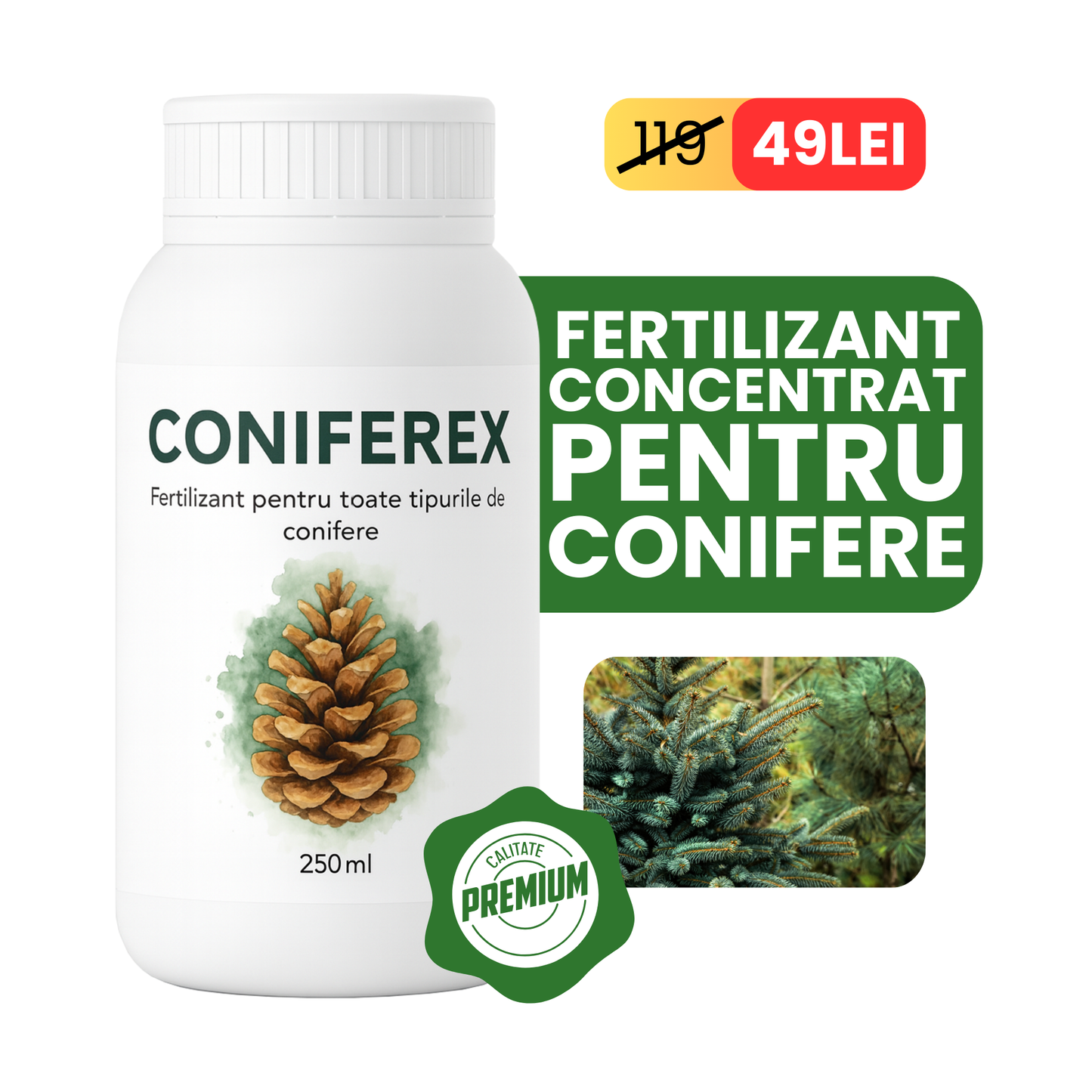 Coniferex - Fertilizant BIO concentrat pentru toate tipurile de conifere | 250 ml