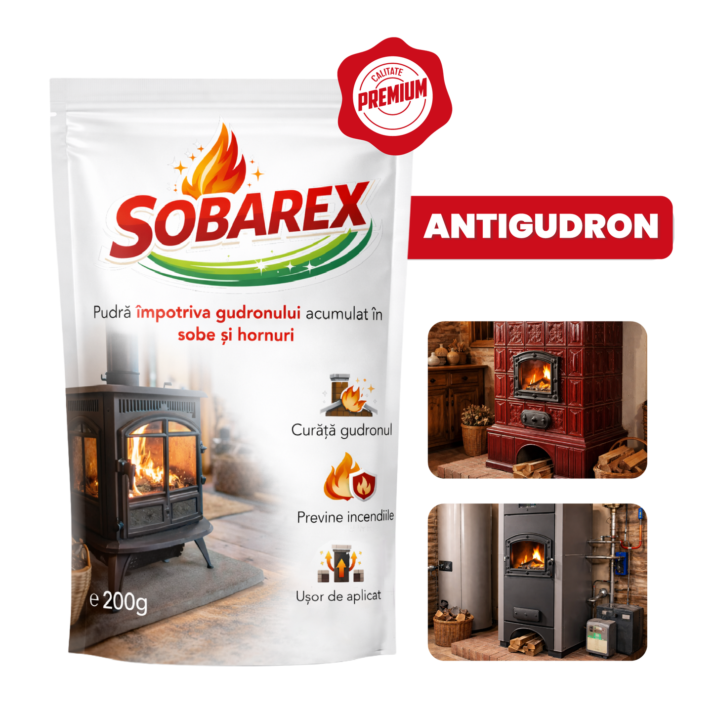 Sobarex - Pudră pentru curățat sobe și hornuri | 200 g